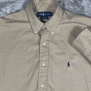 Polo Ralph Lauren Men’s Shirt L Long Sleeve Button Blake Light Brown Tan Large